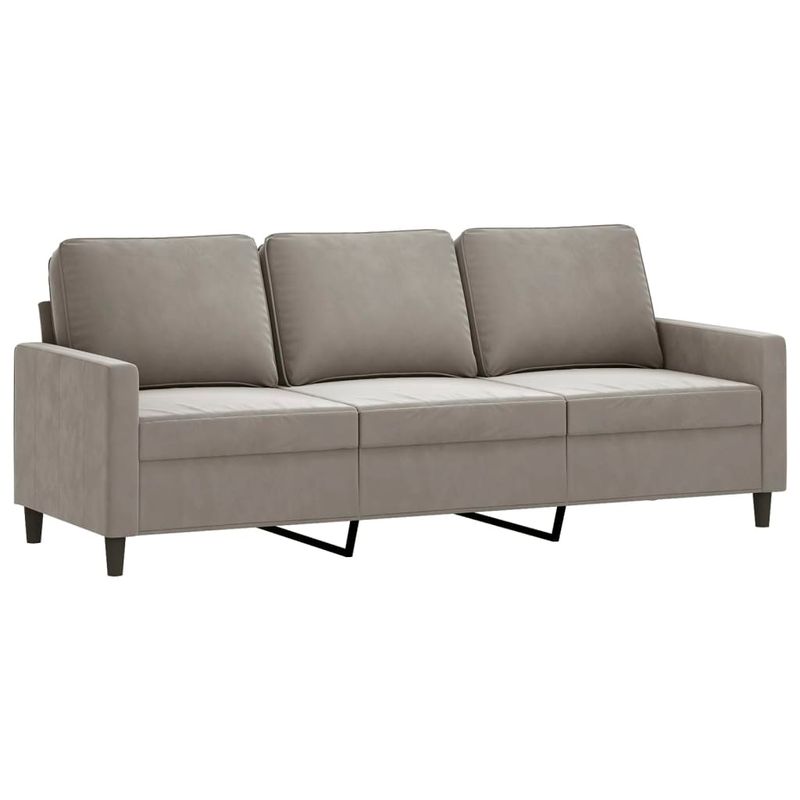 Casa si Gradina - Mobilier - Seturi de mobilier - Seturi living - Set de canapele cu perne, 3 piese, gri deschis, catifea - Infinity.ro