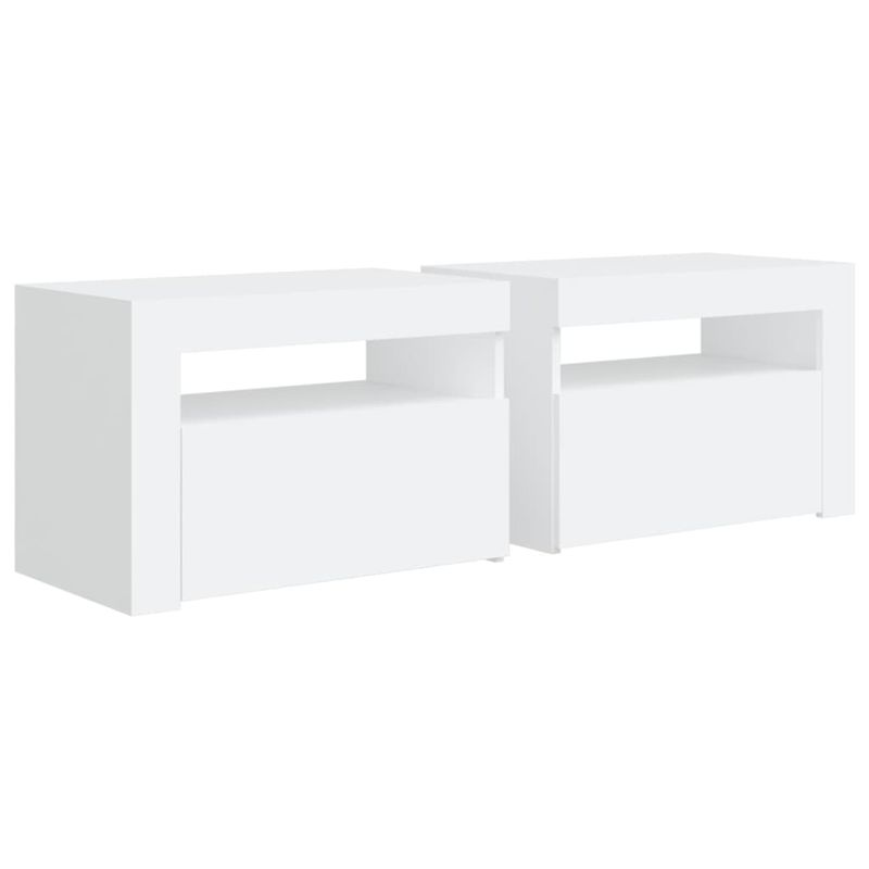 Casa si Gradina - Mobilier - Comode si corpuri - Noptiere - Noptiere cu LED-uri, 2 buc., alb, 60x35x40 cm - Infinity.ro