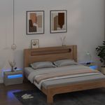 Casa si Gradina - Mobilier - Comode si corpuri - Noptiere - Noptiere cu LED-uri, 2 buc., gri beton, 60x35x40 cm - Infinity.ro