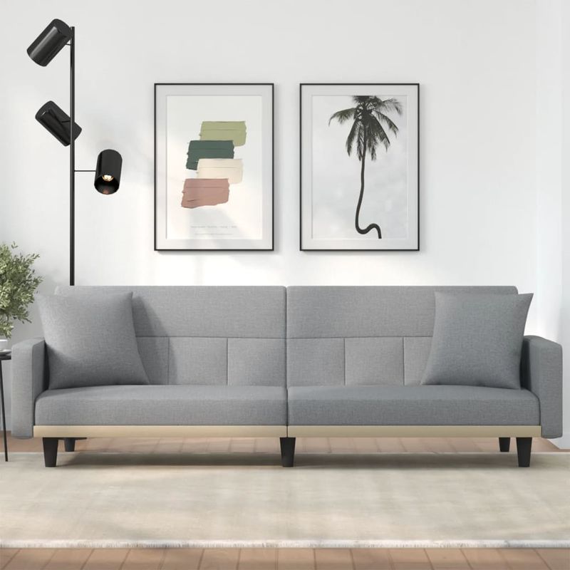 Casa si Gradina - Mobilier - Canapele si coltare - Canapele - Canapea extensibila cu cotiere, gri deschis, textil - Infinity.ro