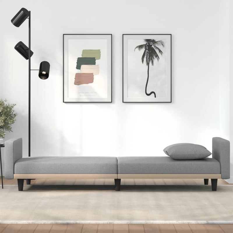 Casa si Gradina - Mobilier - Canapele si coltare - Canapele - Canapea extensibila cu cotiere, gri deschis, textil - Infinity.ro