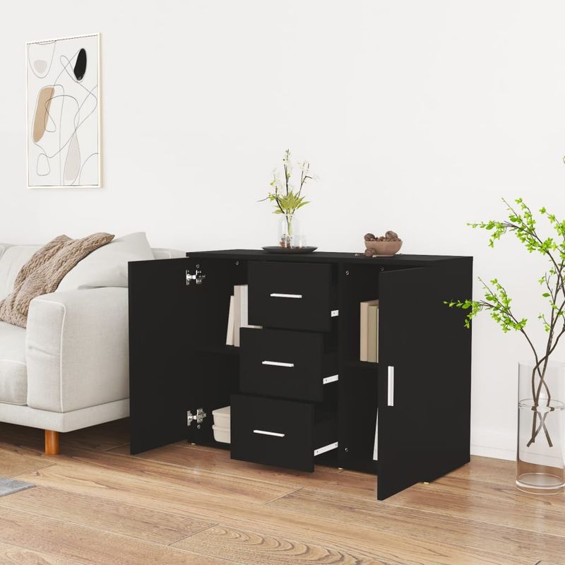 Casa si Gradina - Mobilier - Comode si corpuri - Comode - Servanta, negru, 91x29,5x65 cm, lemn prelucrat - Infinity.ro