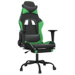 Casa si Gradina - Mobilier - Scaune si fotolii - Scaune - Scaun de gaming cu suport picioare negru/verde, piele ecologica - Infinity.ro