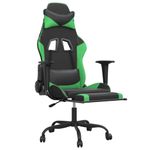 Casa si Gradina - Mobilier - Scaune si fotolii - Scaune - Scaun de gaming cu suport picioare negru/verde, piele ecologica - Infinity.ro