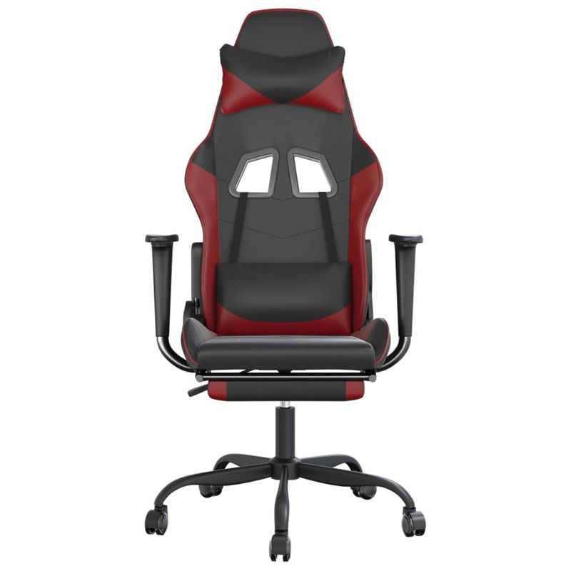 Casa si Gradina - Mobilier - Scaune si fotolii - Scaune - Scaun de gaming cu suport picioare, negru/rosu vin, piele eco - Infinity.ro