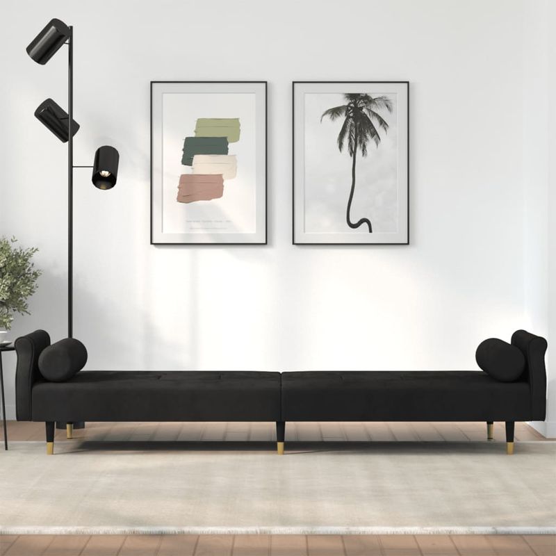 Casa si Gradina - Mobilier - Canapele si coltare - Canapele - Canapea extensibila cu perne, negru, catifea - Infinity.ro