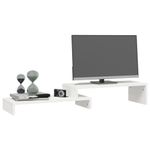 Laptop, Telefoane si Tablete - Laptopuri si accesorii - Accesorii Laptop - Standuri/Coolere notebook - Suport pentru monitor, (52-101)x22x14 cm, lemn masiv de pin, alb - Infinity.ro