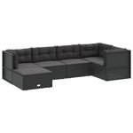 Casa si Gradina - Gradina si terasa - Mobilier exterior - Seturi mobila gradina - Set mobilier de gradina cu perne, 6 piese, negru, poliratan - Infinity.ro