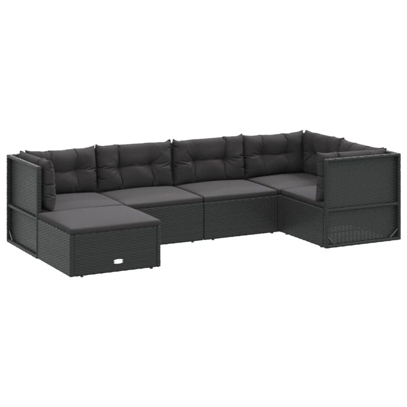 Casa si Gradina - Gradina si terasa - Mobilier exterior - Seturi mobila gradina - Set mobilier de gradina cu perne, 6 piese, negru, poliratan - Infinity.ro