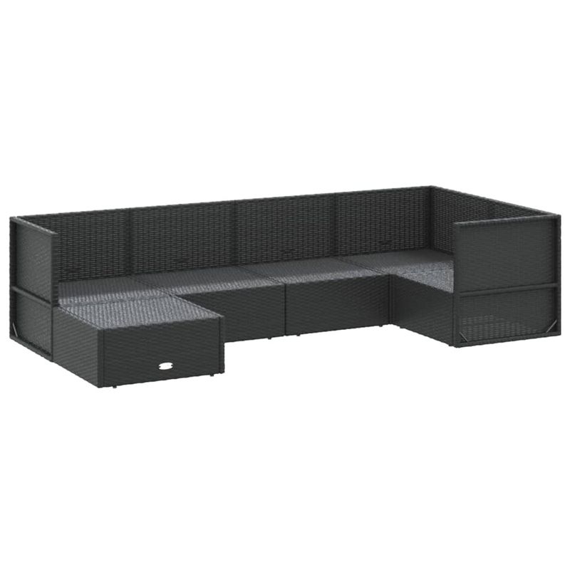 Casa si Gradina - Gradina si terasa - Mobilier exterior - Seturi mobila gradina - Set mobilier de gradina cu perne, 6 piese, negru, poliratan - Infinity.ro