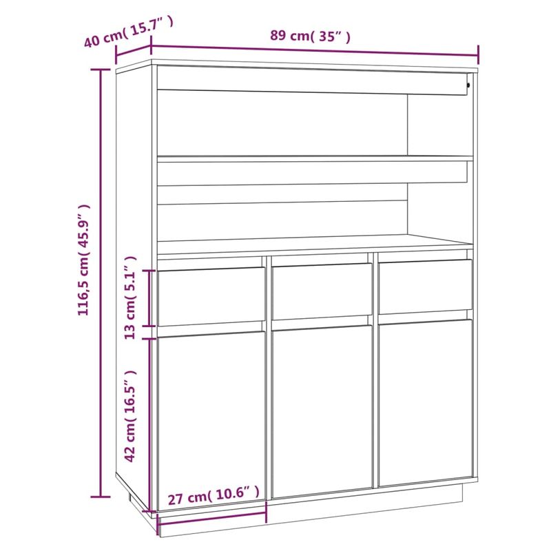 Casa si Gradina - Mobilier - Comode si corpuri - Corpuri bucatarie - Dulap inalt, maro miere, 89x40x116,5 cm, lemn masiv de pin - Infinity.ro