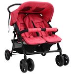 Jucarii, Copii si Bebe - Carucioare si articole de transport - Carucioare - Carucioare gemeni - Carucior pentru gemeni, rosu, otel - Infinity.ro