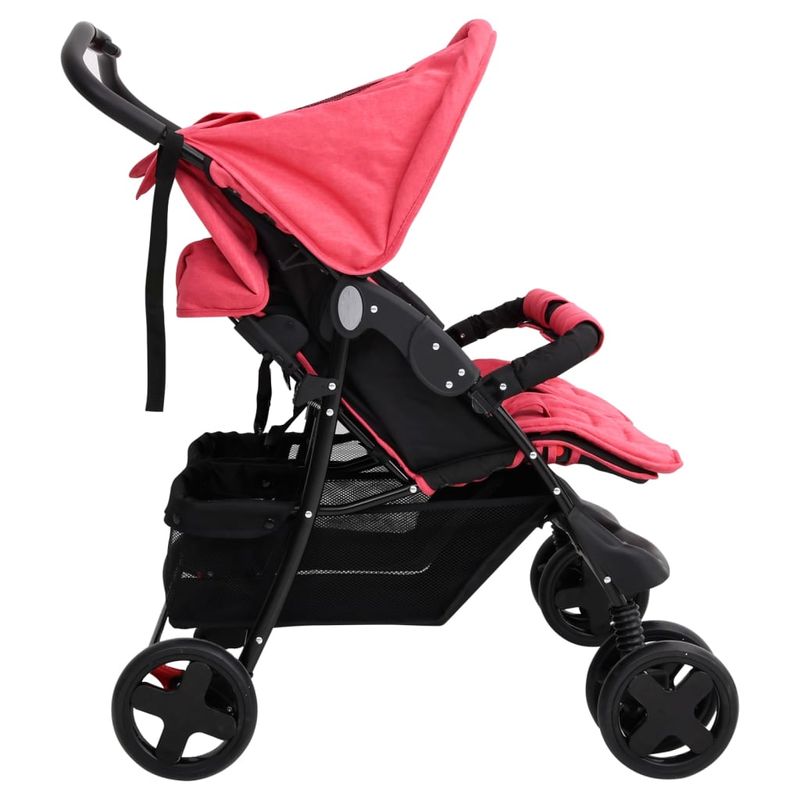 Jucarii, Copii si Bebe - Carucioare si articole de transport - Carucioare - Carucioare gemeni - Carucior pentru gemeni, rosu, otel - Infinity.ro