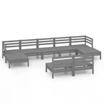 Casa si Gradina - Gradina si terasa - Mobilier exterior - Seturi mobila gradina - Set mobilier de gradina, 9 piese, gri, lemn masiv de pin - Infinity.ro