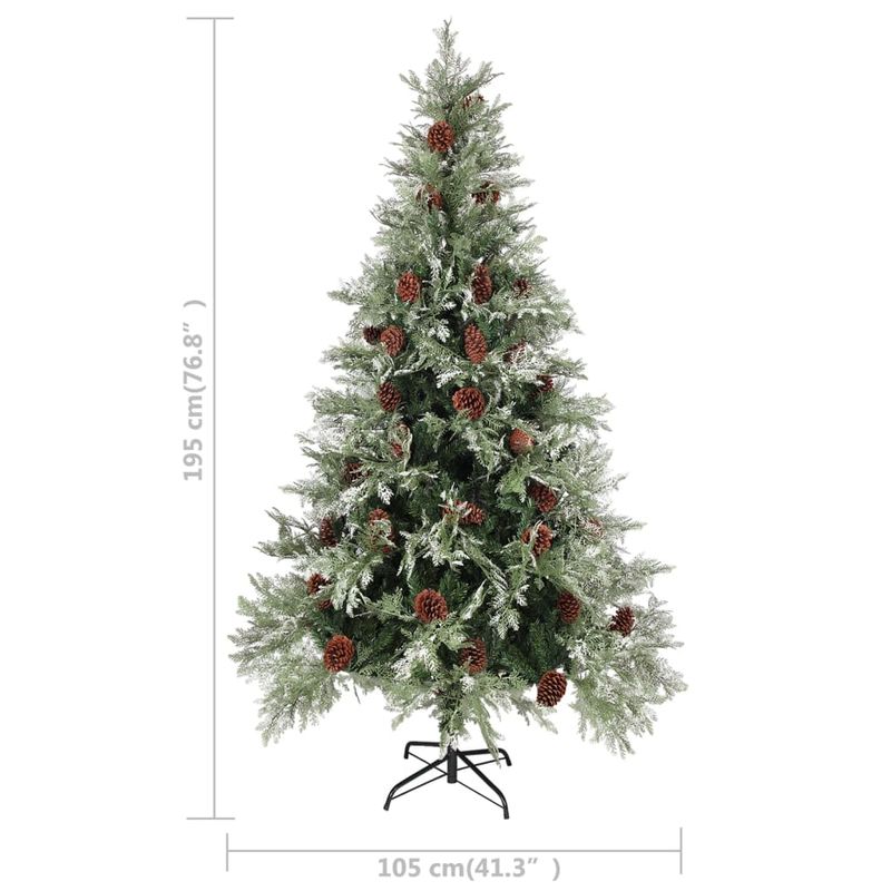 Casa si Gradina - Decoratiuni - Decoratiuni de sezon - Brad Craciun pre-iluminat conuri de pin verde/alb 195 cm PVC/PE - Infinity.ro