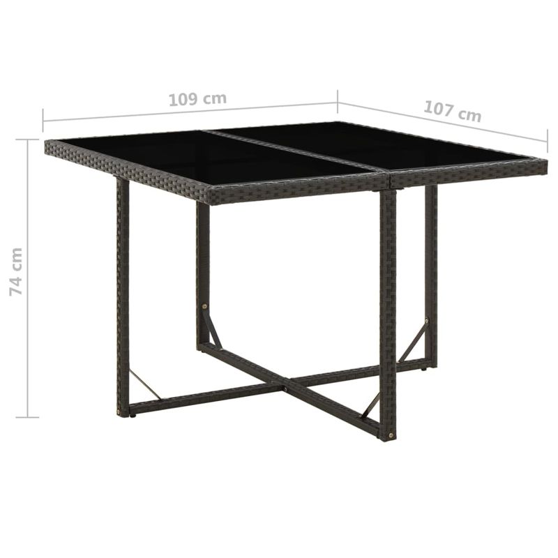Casa si Gradina - Gradina si terasa - Mobilier exterior - Mese gradina - Masa de gradina, negru, 109x107x74 cm, poliratan si sticla - Infinity.ro