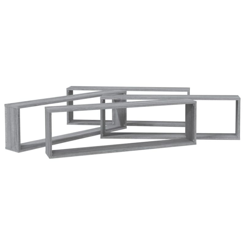Casa si Gradina - Mobilier - Biblioteci si rafturi - Rafturi - Rafturi de perete cub, 4 buc., gri sonoma, 100x15x30 cm, lemn - Infinity.ro