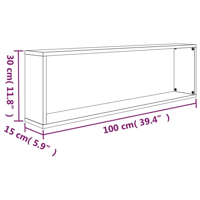 Casa si Gradina - Mobilier - Biblioteci si rafturi - Rafturi - Rafturi de perete cub, 4 buc., gri sonoma, 100x15x30 cm, lemn - Infinity.ro