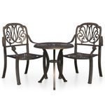 Casa si Gradina - Gradina si terasa - Mobilier exterior - Seturi mobila gradina - Set mobilier bistro, 3 piese, bronz, aluminiu turnat - Infinity.ro