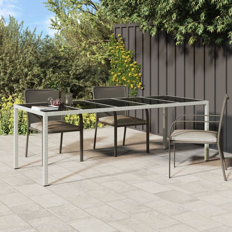 Casa si Gradina - Gradina si terasa - Mobilier exterior - Mese gradina - Masa gradina, 250x100x75 cm, alb, poliratan si sticla calita - Infinity.ro