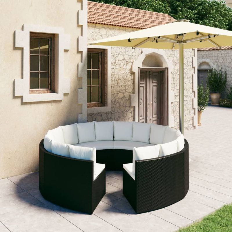 Casa si Gradina - Gradina si terasa - Mobilier exterior - Seturi mobila gradina - Set mobilier de gradina cu perne, 8 piese, negru, poliratan - Infinity.ro