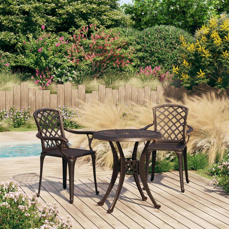 Casa si Gradina - Gradina si terasa - Mobilier exterior - Seturi mobila gradina - Set mobilier bistro, 3 piese, bronz, aluminiu turnat - Infinity.ro