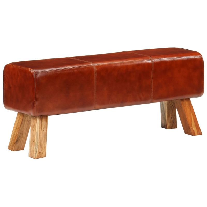 Casa si Gradina - Mobilier - Canapele si coltare - Banchete - Banca Bok gimnastica maro 110cm piele naturala/lemn masiv mango - Infinity.ro