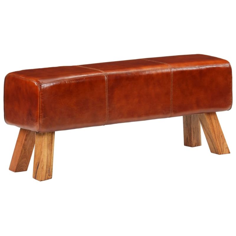 Casa si Gradina - Mobilier - Canapele si coltare - Banchete - Banca Bok gimnastica maro 110cm piele naturala/lemn masiv mango - Infinity.ro