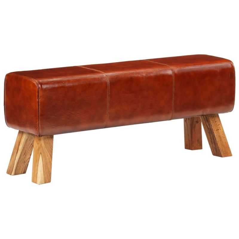 Casa si Gradina - Mobilier - Canapele si coltare - Banchete - Banca Bok gimnastica maro 110cm piele naturala/lemn masiv mango - Infinity.ro