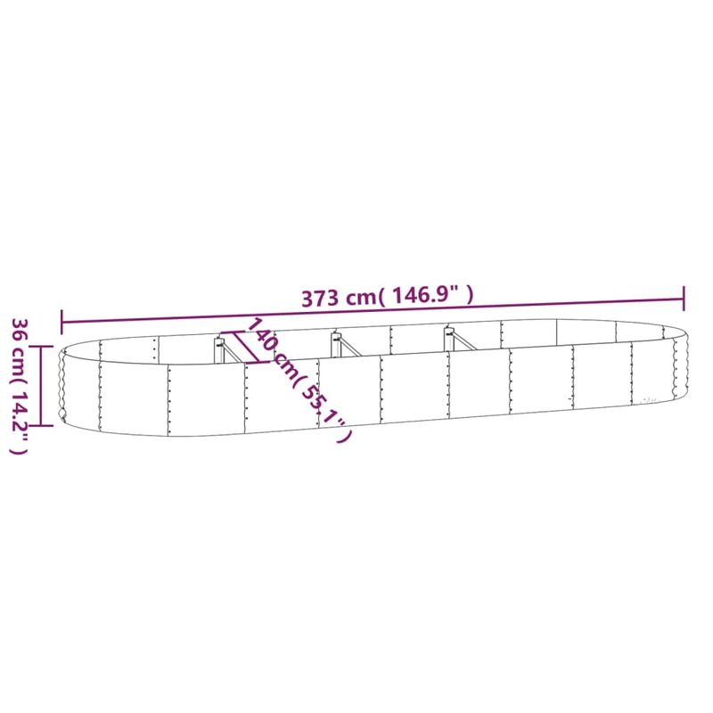 Casa si Gradina - Gradinarit si plante - Plante si ghivece - Ghivece si suporturi - Strat inaltat gradina 373x140x36 cm otel vopsit electrostatic, verde - Infinity.ro