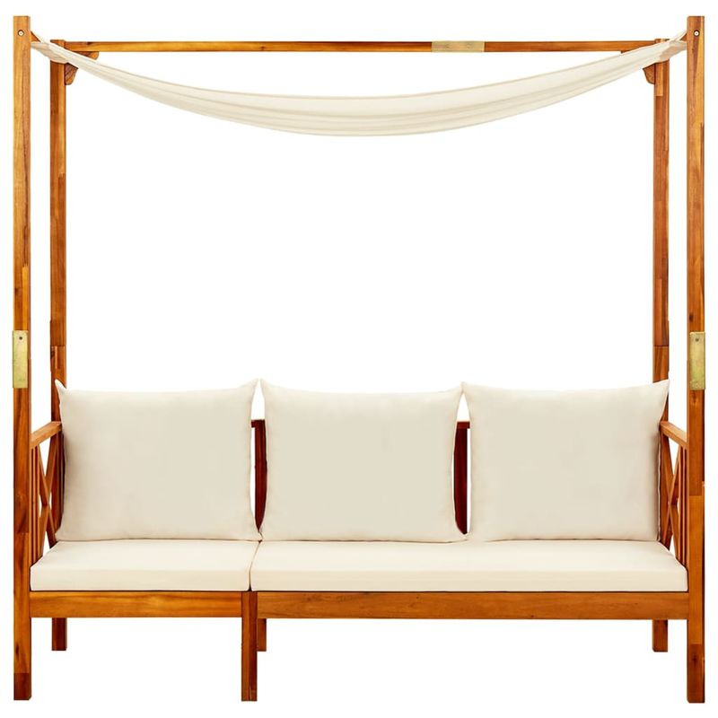 Casa si Gradina - Gradina si terasa - Mobilier exterior - Bancute de gradina - Banca de gradina cu copertina, lemn masiv de acacia, crem - Infinity.ro