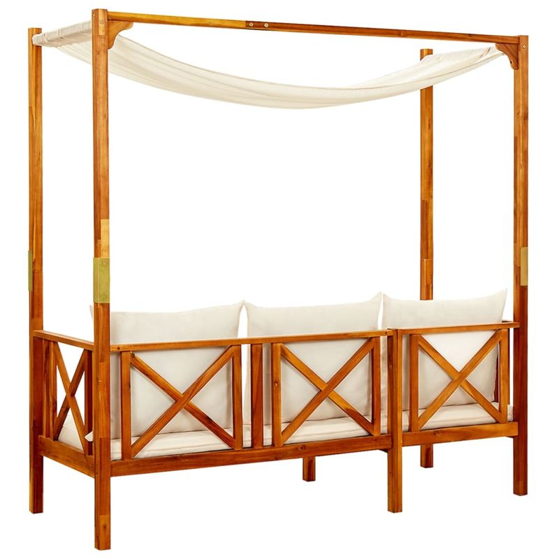 Casa si Gradina - Gradina si terasa - Mobilier exterior - Bancute de gradina - Banca de gradina cu copertina, lemn masiv de acacia, crem - Infinity.ro