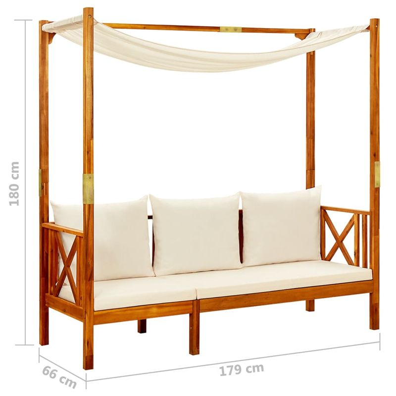 Casa si Gradina - Gradina si terasa - Mobilier exterior - Bancute de gradina - Banca de gradina cu copertina, lemn masiv de acacia, crem - Infinity.ro
