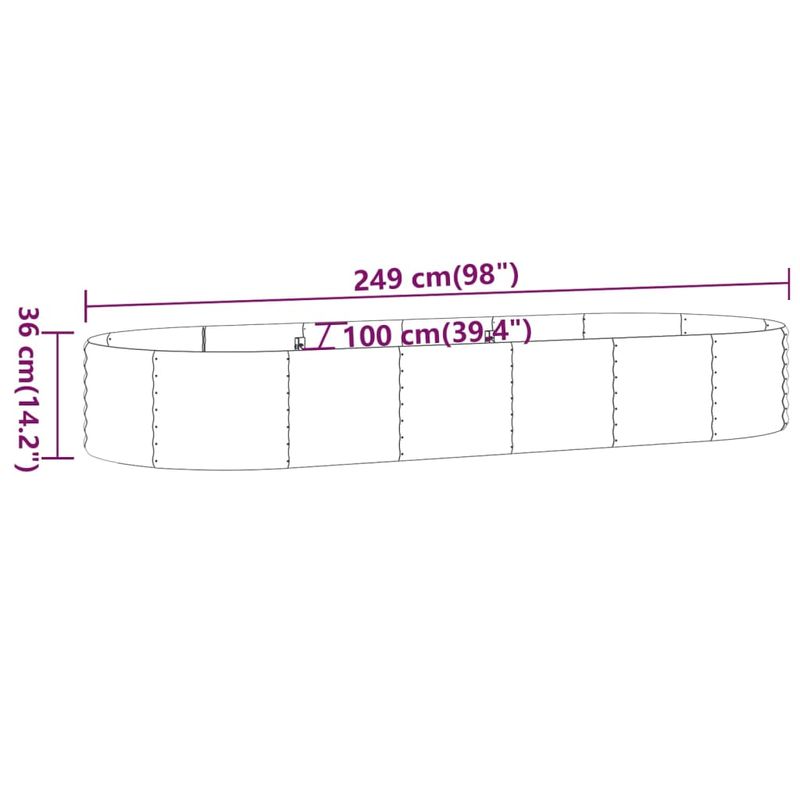 Casa si Gradina - Gradinarit si plante - Plante si ghivece - Ghivece si suporturi - Strat inaltat gradina 249x100x36 cm otel vopsit electrostatic, gri - Infinity.ro