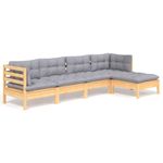 Casa si Gradina - Gradina si terasa - Mobilier exterior - Seturi mobila gradina - Set mobilier gradina cu perne gri, 5 piese, lemn masiv de pin - Infinity.ro