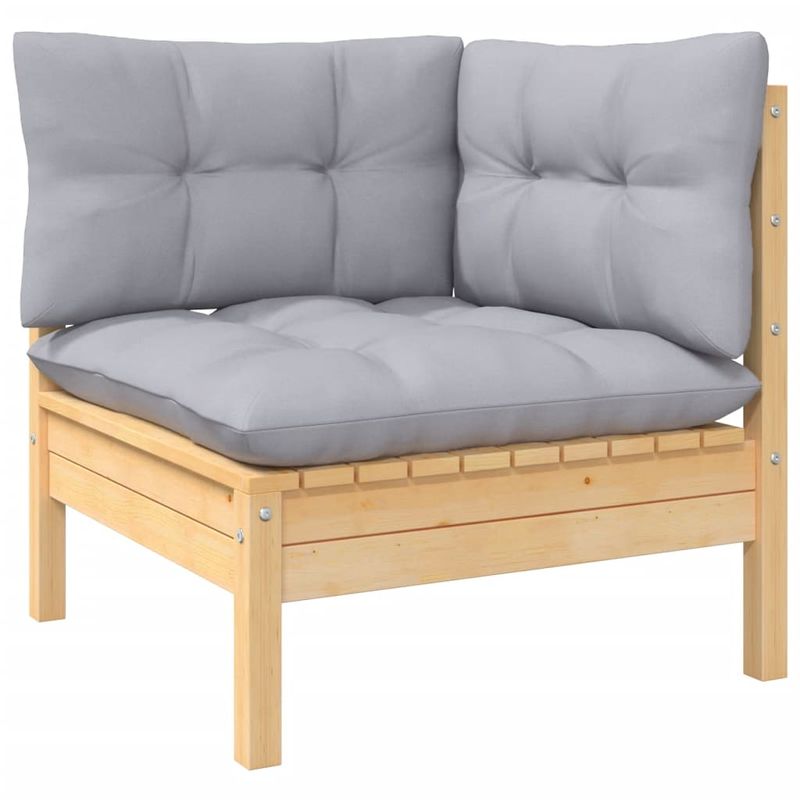 Casa si Gradina - Gradina si terasa - Mobilier exterior - Seturi mobila gradina - Set mobilier gradina cu perne gri, 5 piese, lemn masiv de pin - Infinity.ro