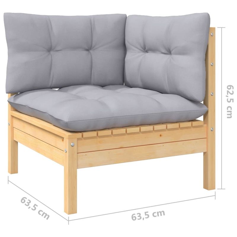 Casa si Gradina - Gradina si terasa - Mobilier exterior - Seturi mobila gradina - Set mobilier gradina cu perne gri, 5 piese, lemn masiv de pin - Infinity.ro