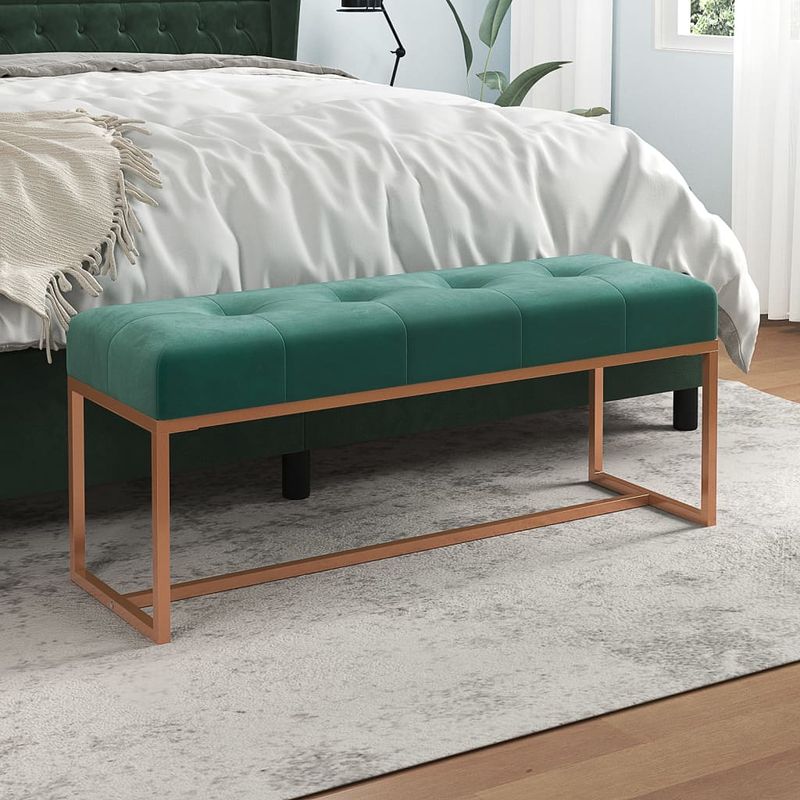 Casa si Gradina - Mobilier - Canapele si coltare - Banchete - Banca, verde inchis, 110x36x45 cm, catifea - Infinity.ro