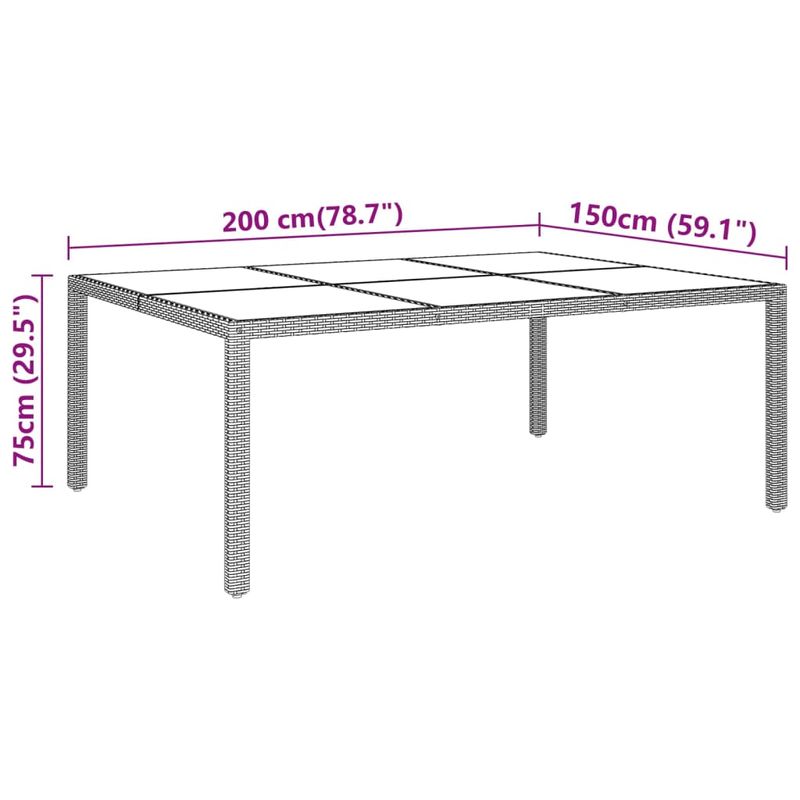 Casa si Gradina - Gradina si terasa - Mobilier exterior - Mese gradina - Masa gradina, maro, 200x150x75 cm, ratan - Infinity.ro