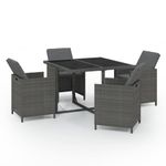 Casa si Gradina - Gradina si terasa - Mobilier exterior - Seturi mobila gradina - Set mobilier de exterior cu perne, 5 piese, gri, poliratan - Infinity.ro