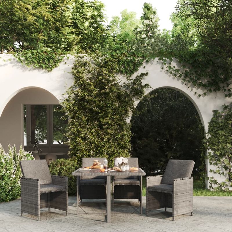 Casa si Gradina - Gradina si terasa - Mobilier exterior - Seturi mobila gradina - Set mobilier de exterior cu perne, 5 piese, gri, poliratan - Infinity.ro