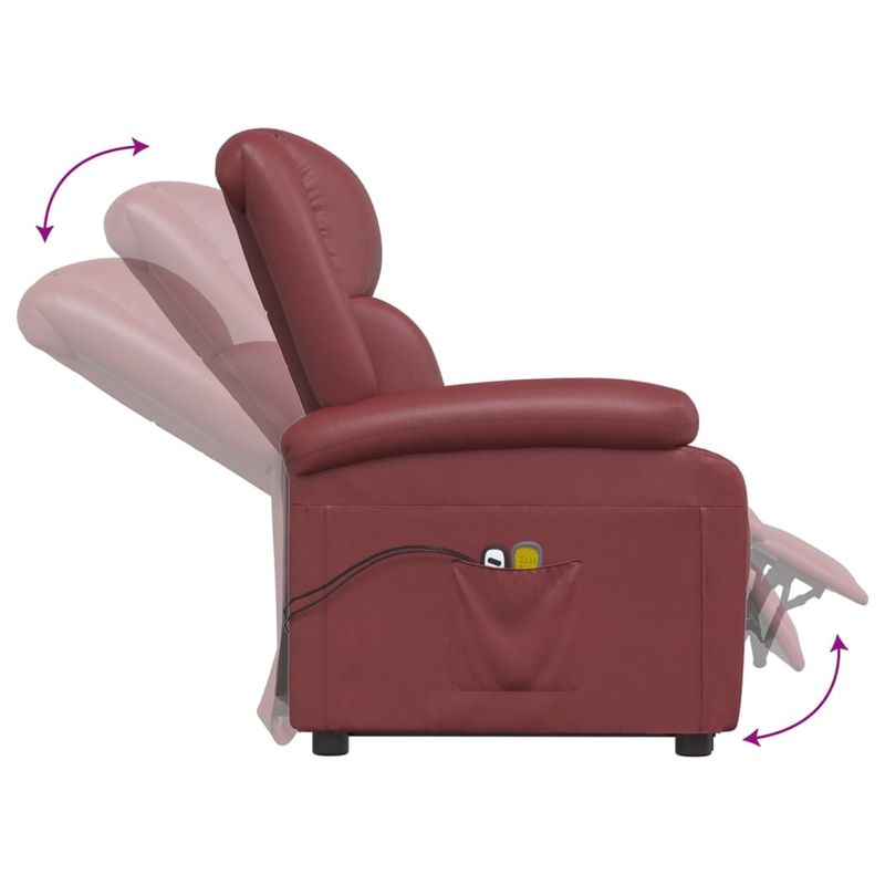 Ingrijire personala si Cosmetice - Sanatate si wellness - Articole wellness - Fotolii de masaj - Fotoliu de masaj cu ridicare, rosu vin, piele ecologica - Infinity.ro