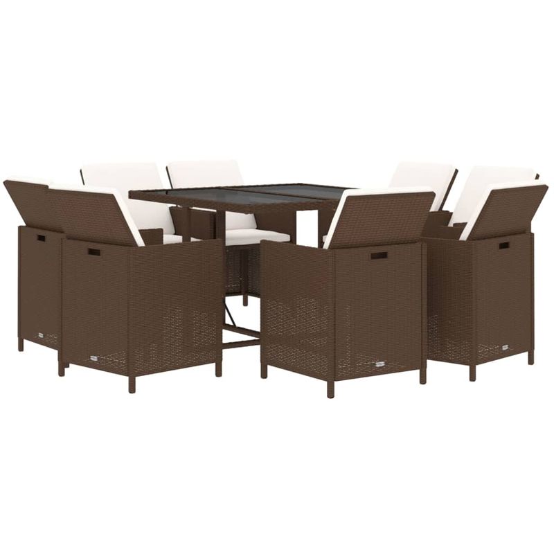 Casa si Gradina - Gradina si terasa - Mobilier exterior - Seturi mobila gradina - Set mobilier de exterior cu perne, 9 piese, maro, poliratan - Infinity.ro