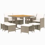 Casa si Gradina - Gradina si terasa - Mobilier exterior - Seturi mobila gradina - Set mobilier de exterior cu perne, 9 piese, bej, poliratan - Infinity.ro
