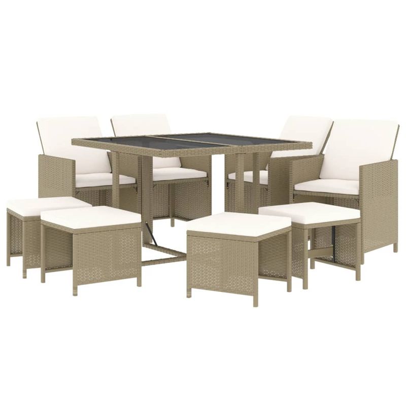 Casa si Gradina - Gradina si terasa - Mobilier exterior - Seturi mobila gradina - Set mobilier de exterior cu perne, 9 piese, bej, poliratan - Infinity.ro