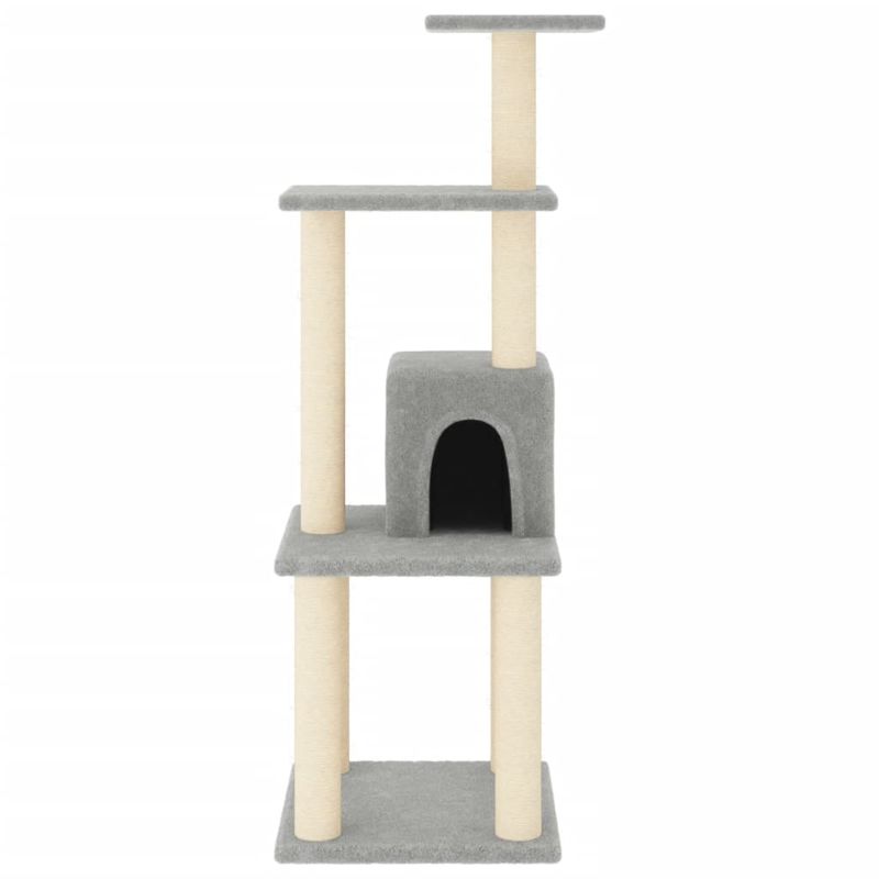 Petshop - Accesorii petshop - Jucarii animale - Ansambluri de joaca - Ansamblu pisici cu stalpi din funie de sisal, stalpi din funie sisal, gri deschis, 105 cm - Infinity.ro