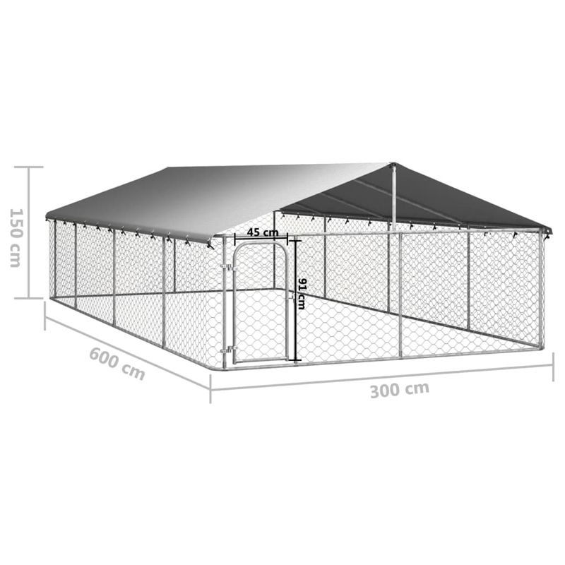 Petshop - Accesorii petshop - Culcusuri si custi - Custi interior si exterior - Padoc pentru caini de exterior, cu acoperis, 600x300x150 cm - Infinity.ro