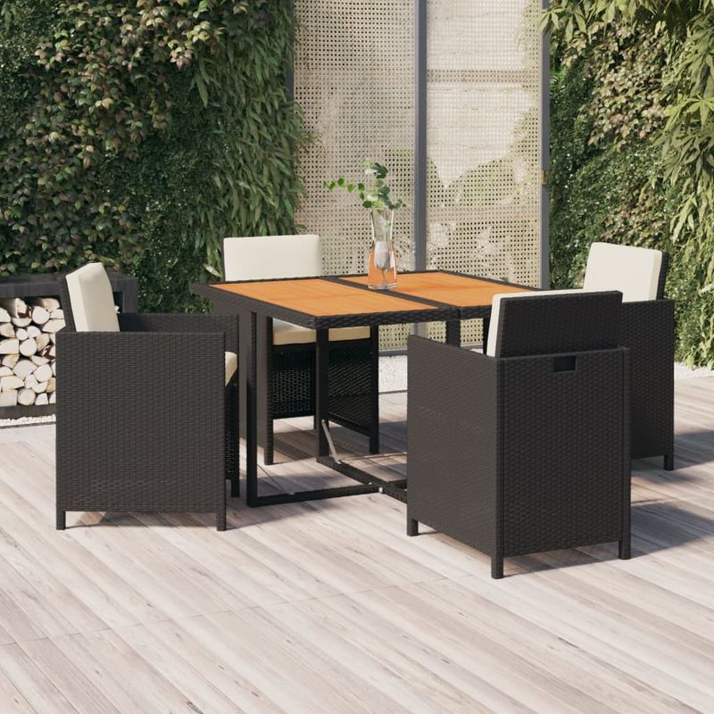 Casa si Gradina - Gradina si terasa - Mobilier exterior - Seturi mobila gradina - Set mobilier de exterior cu perne, 5 piese, negru, poliratan - Infinity.ro