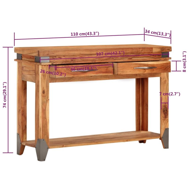 Casa si Gradina - Mobilier - Comode si corpuri - Noptiere - Noptiera, 110x34x74 cm, lemn masiv de acacia - Infinity.ro