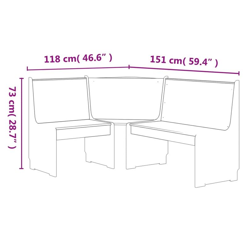 Casa si Gradina - Mobilier - Canapele si coltare - Banchete - Banca de colt, alb, 151 cm, lemn masiv de pin - Infinity.ro
